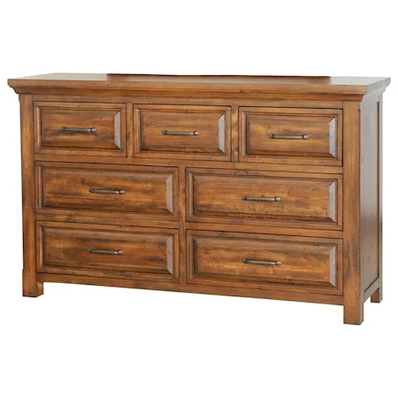Rustic 7 Drawer Dresser with Full Extension Drawers